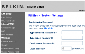 belkin router admin password