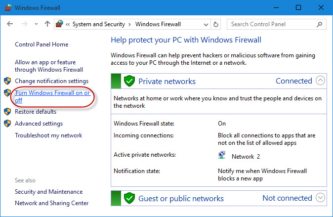 windows 10 firewall