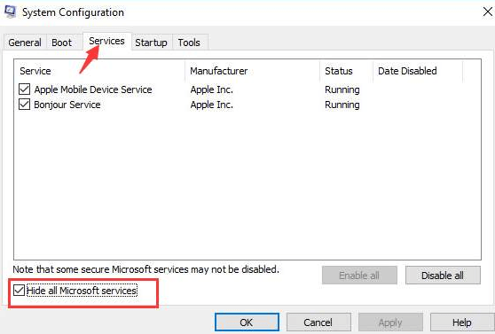 Hide all Microsoft services
