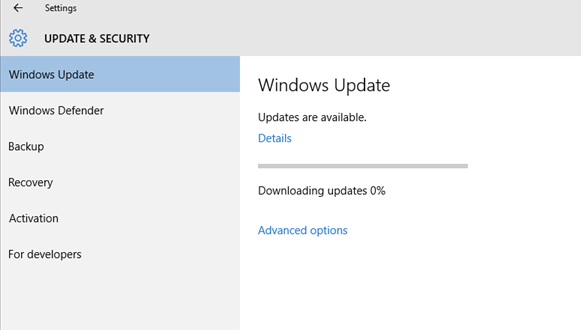 windows update stuck at 0% 